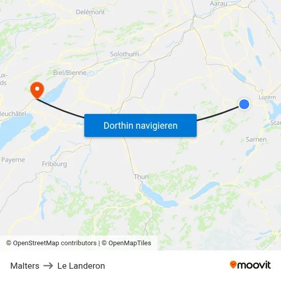 Malters to Le Landeron map