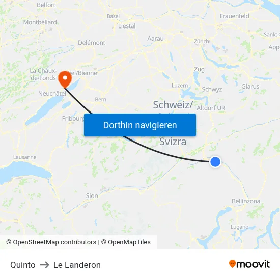 Quinto to Le Landeron map