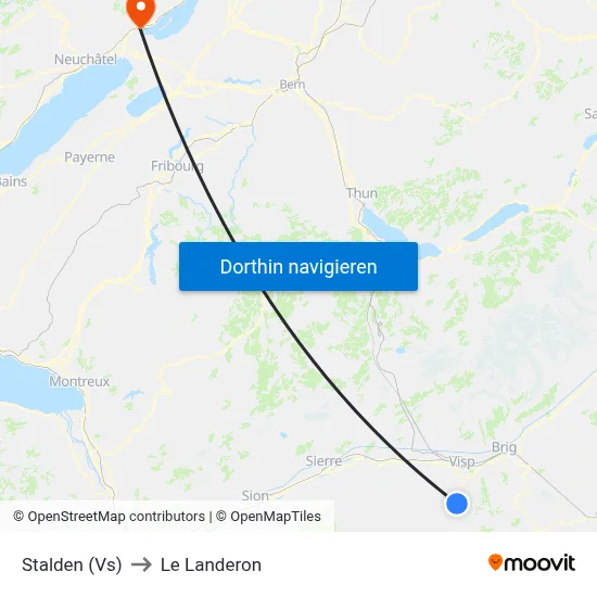 Stalden (Vs) to Le Landeron map