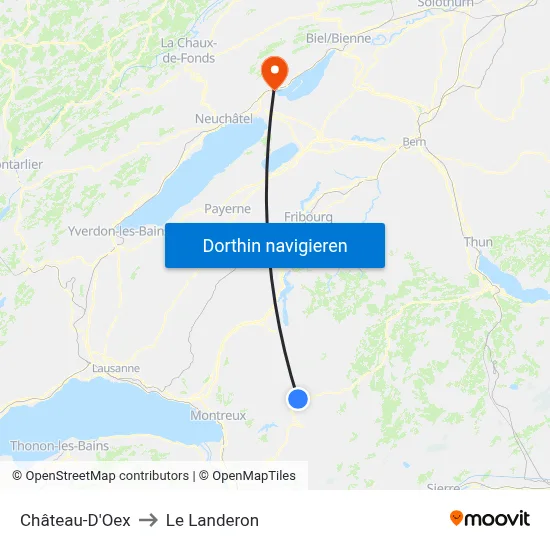 Château-D'Oex to Le Landeron map