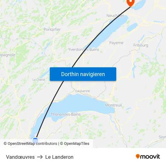 Vandœuvres to Le Landeron map