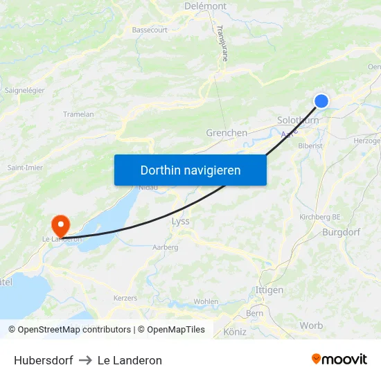Hubersdorf to Le Landeron map