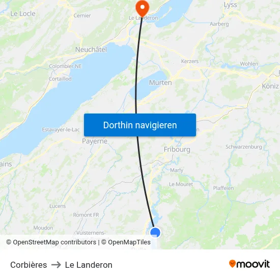 Corbières to Le Landeron map