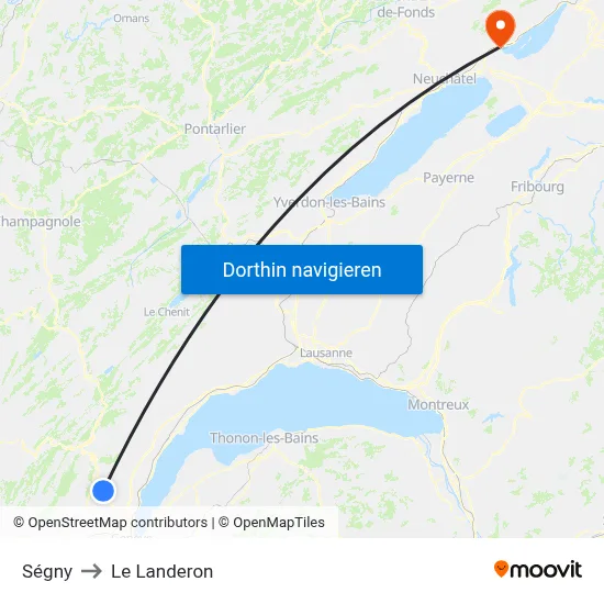 Ségny to Le Landeron map