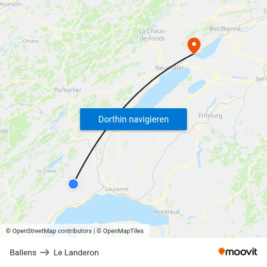 Ballens to Le Landeron map