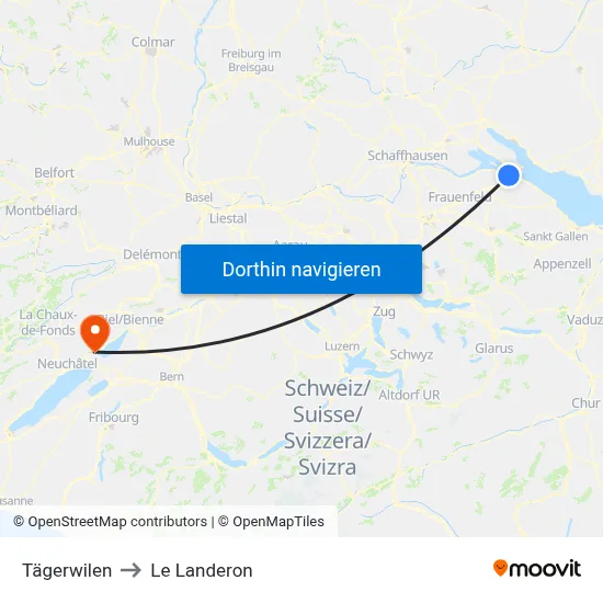 Tägerwilen to Le Landeron map