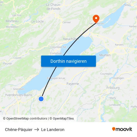 Chêne-Pâquier to Le Landeron map