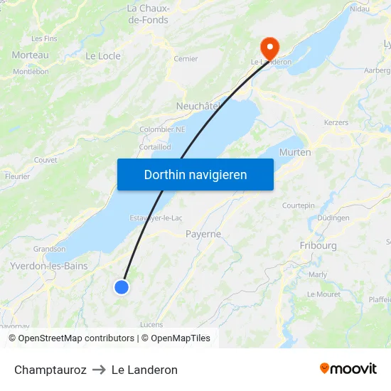 Champtauroz to Le Landeron map