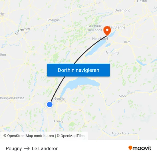 Pougny to Le Landeron map