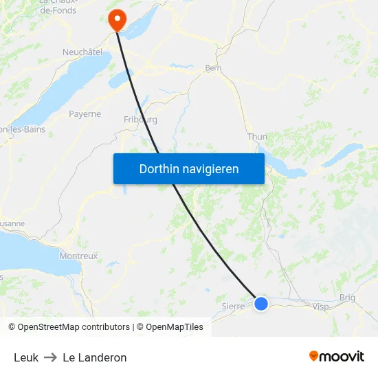 Leuk to Le Landeron map