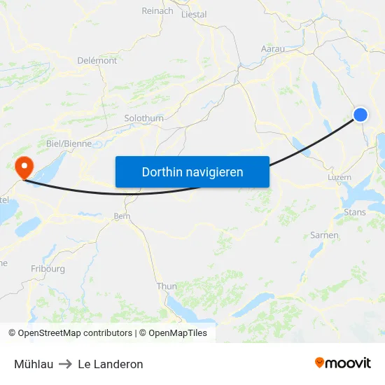 Mühlau to Le Landeron map