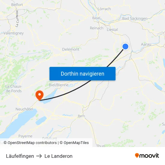 Läufelfingen to Le Landeron map