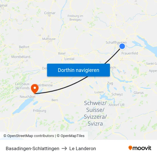 Basadingen-Schlattingen to Le Landeron map