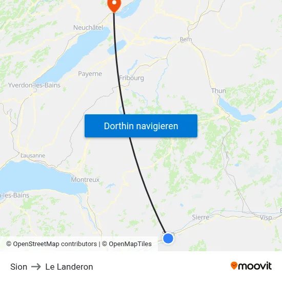 Sion to Le Landeron map