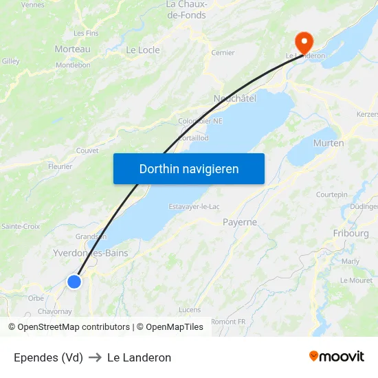 Ependes (Vd) to Le Landeron map