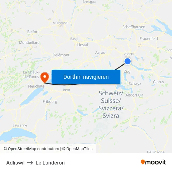 Adliswil to Le Landeron map