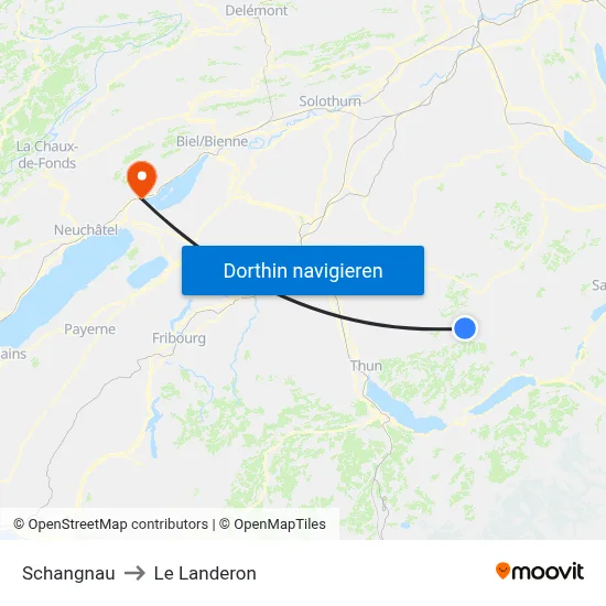 Schangnau to Le Landeron map