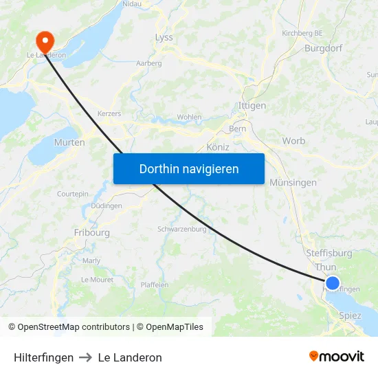 Hilterfingen to Le Landeron map