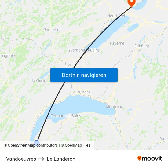 Vandoeuvres to Le Landeron map
