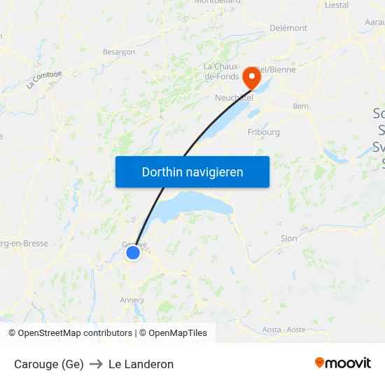 Carouge (Ge) to Le Landeron map