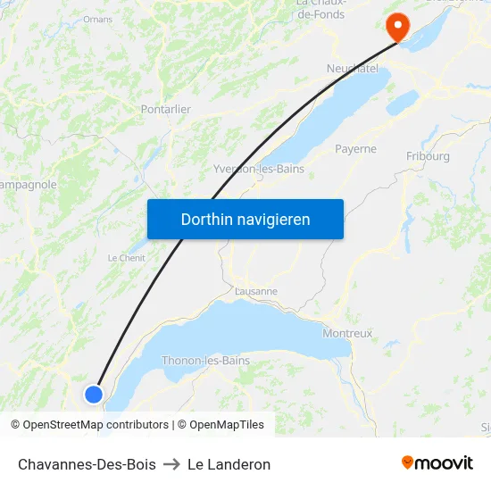 Chavannes-Des-Bois to Le Landeron map