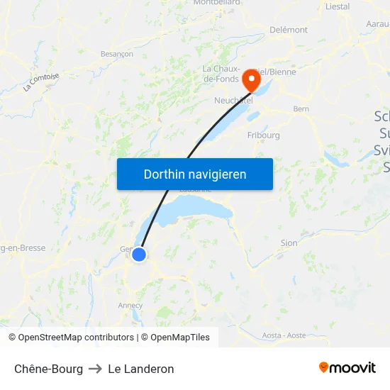 Chêne-Bourg to Le Landeron map