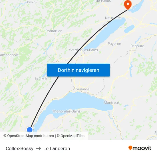 Collex-Bossy to Le Landeron map