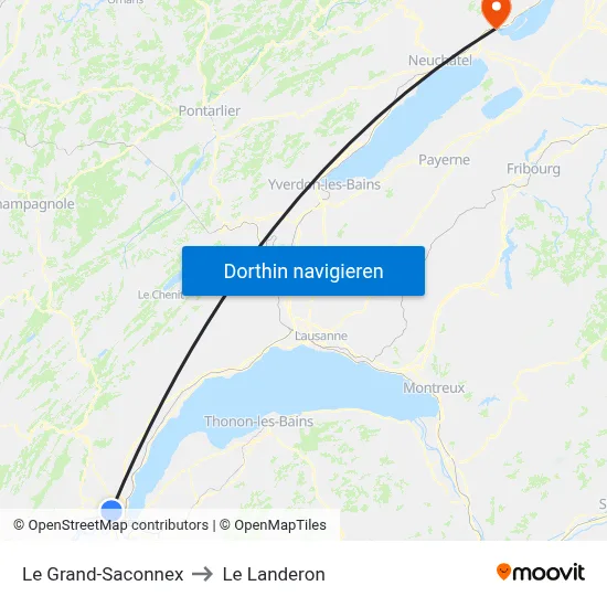 Le Grand-Saconnex to Le Landeron map