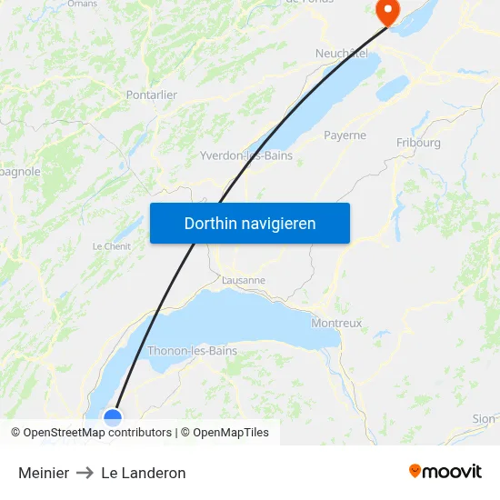 Meinier to Le Landeron map