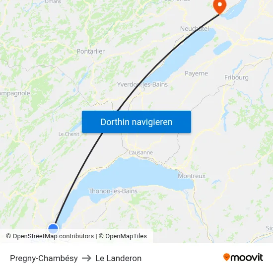 Pregny-Chambésy to Le Landeron map