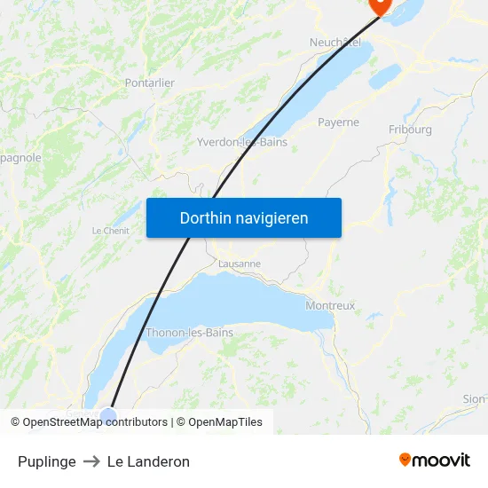 Puplinge to Le Landeron map