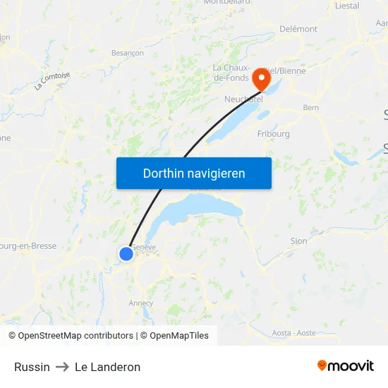 Russin to Le Landeron map