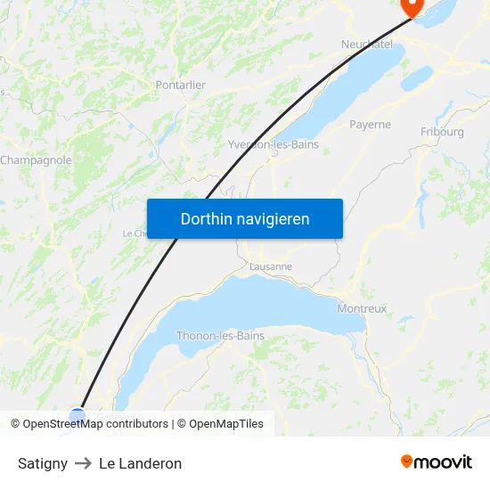 Satigny to Le Landeron map