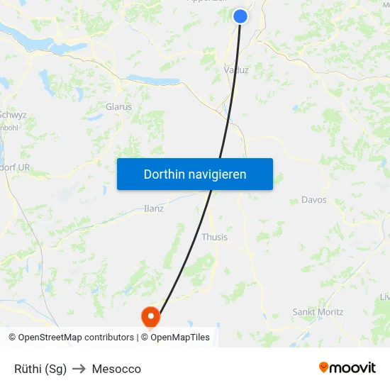 Rüthi (Sg) to Mesocco map