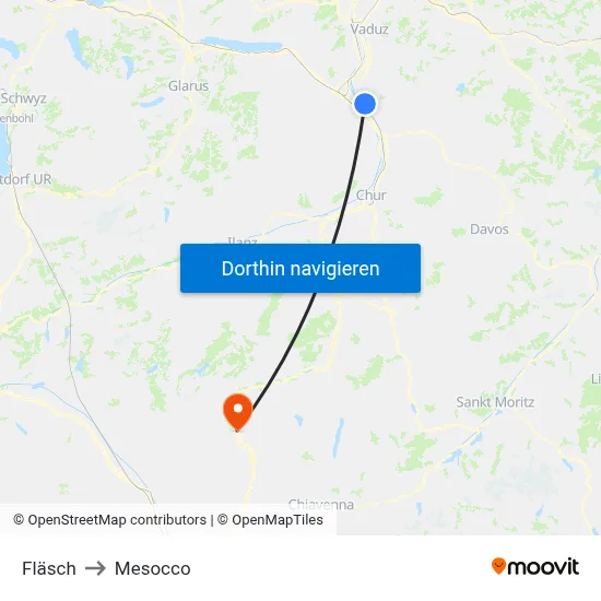 Fläsch to Mesocco map