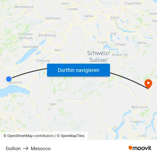 Gollion to Mesocco map