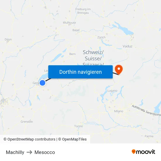 Machilly to Mesocco map