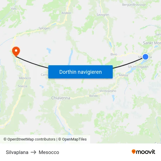 Silvaplana to Mesocco map