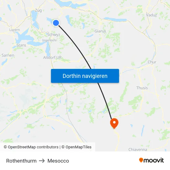 Rothenthurm to Mesocco map