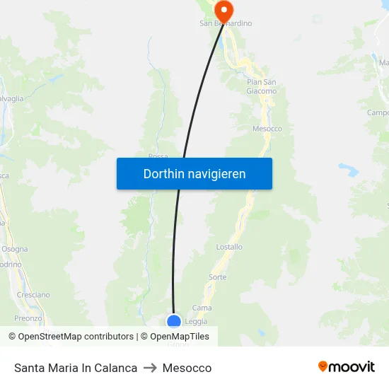 Santa Maria In Calanca to Mesocco map