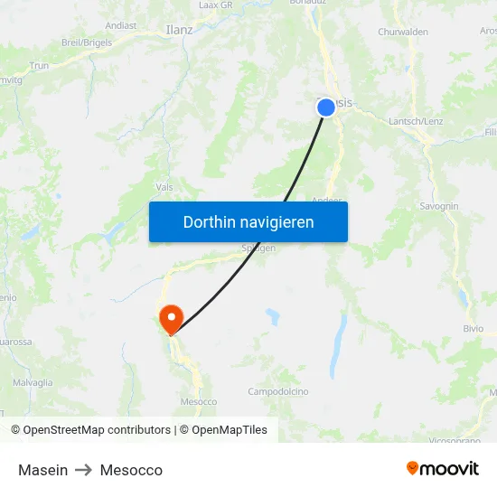Masein to Mesocco map