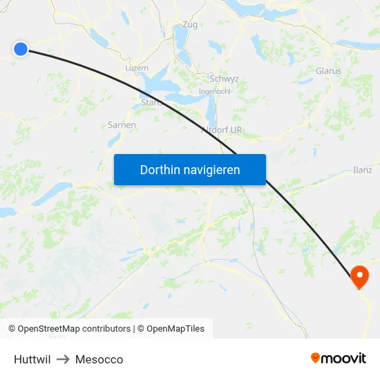 Huttwil to Mesocco map