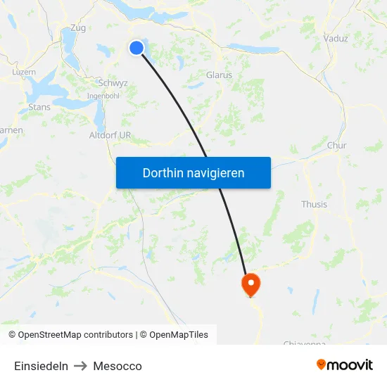 Einsiedeln to Mesocco map