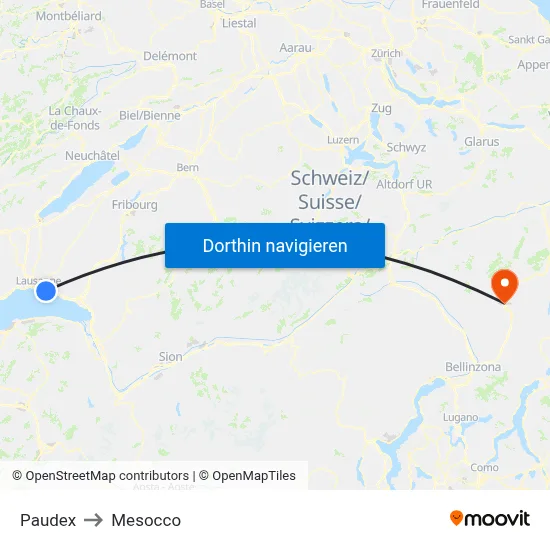 Paudex to Mesocco map