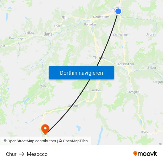 Chur to Mesocco map