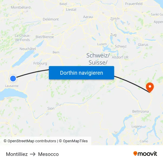Montilliez to Mesocco map