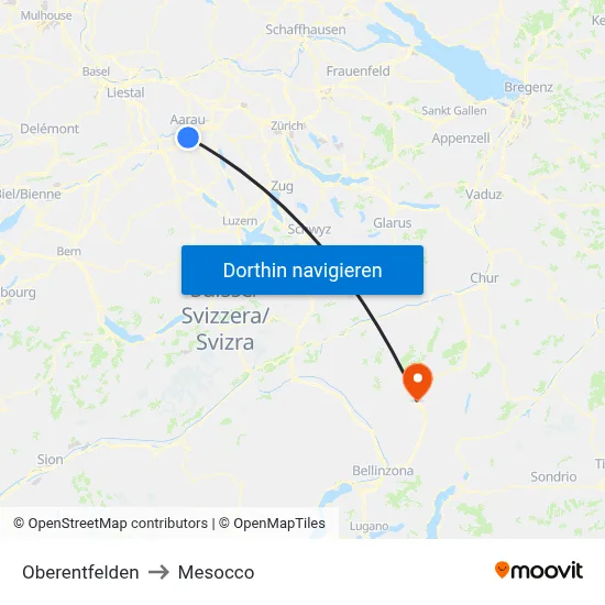 Oberentfelden to Mesocco map