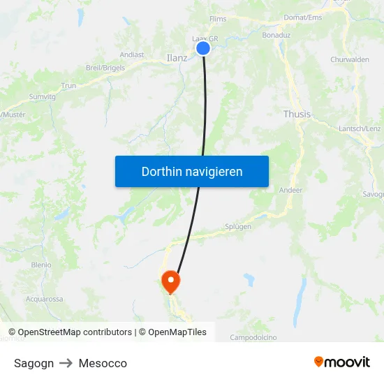 Sagogn to Mesocco map