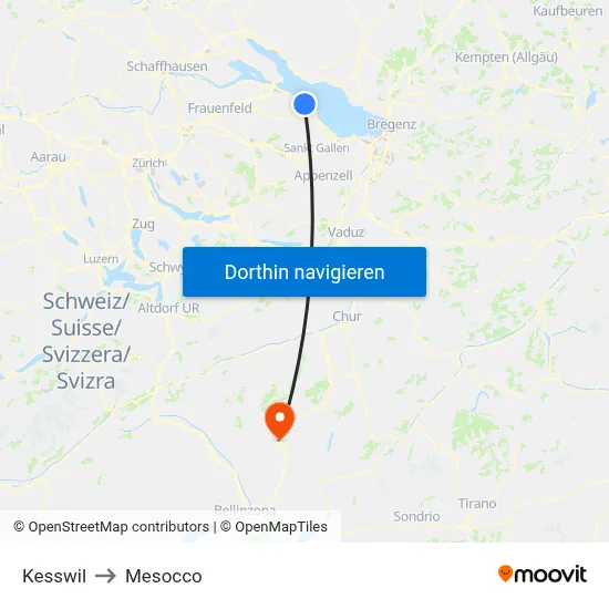 Kesswil to Mesocco map