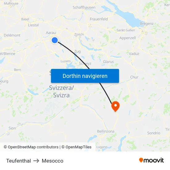 Teufenthal to Mesocco map